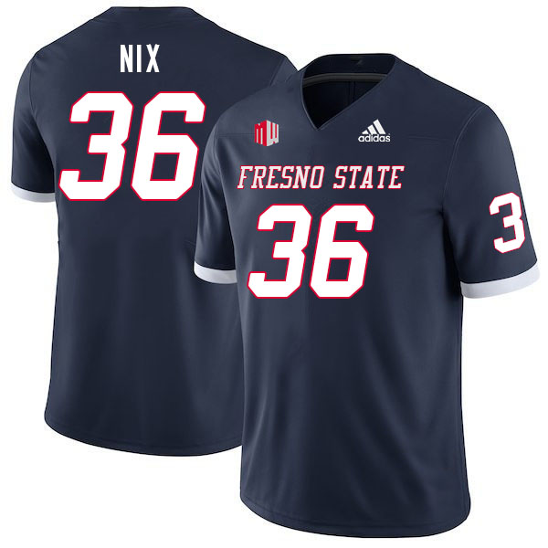 Men #36 Tommy Nix Fresno State Bulldogs College Football Jerseys Stitched-Navy